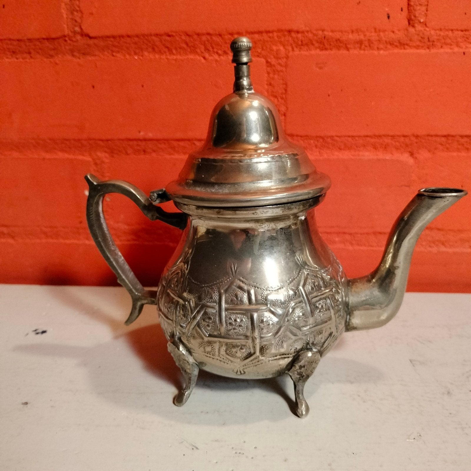 Antieke Marokkaanse theepot, verzilverd, Ophalen of Verzenden