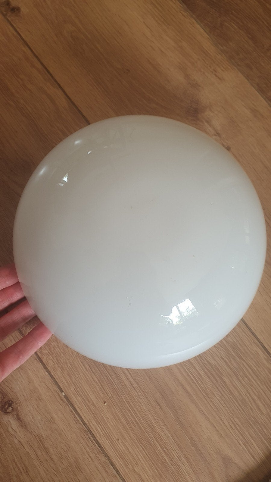 Vintage Melkglas Lampenkap uit Frankrijk - Gipsen Look, Antiek en Kunst, Ophalen of Verzenden