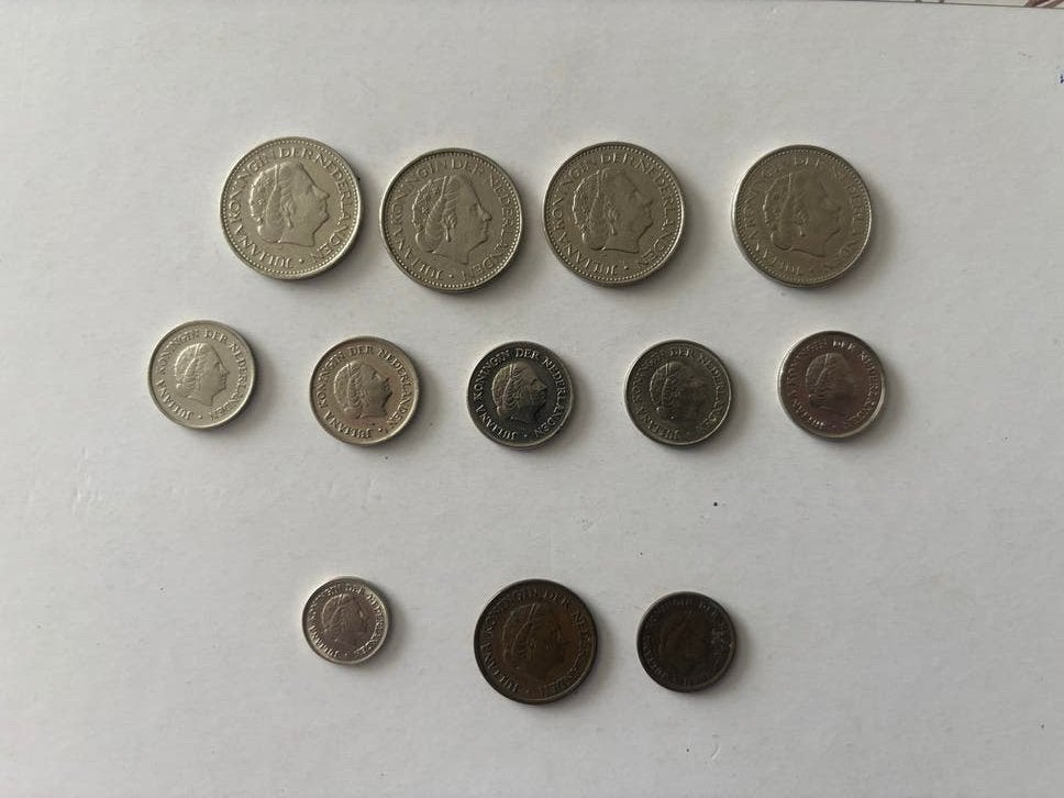 Koningin Juliana munten 12stuks (guldens, kwartjes,…..), Postzegels en Munten, Munten | Nederland, Ophalen, Koningin Juliana, 1 cent