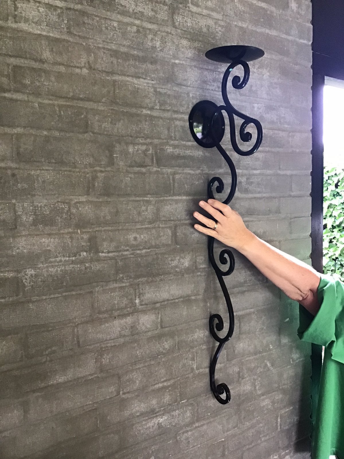 Decoratieve Zwarte Metalen Wandkandelaar, Ophalen, Gebruikt, Zwart, Kandelaar