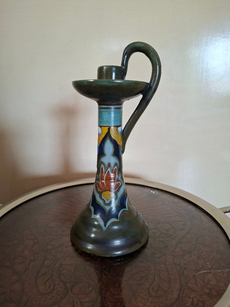 Kandelaar plateel Art Deco Nouveau Hollandia Gouda, Antiek en Kunst, Ophalen