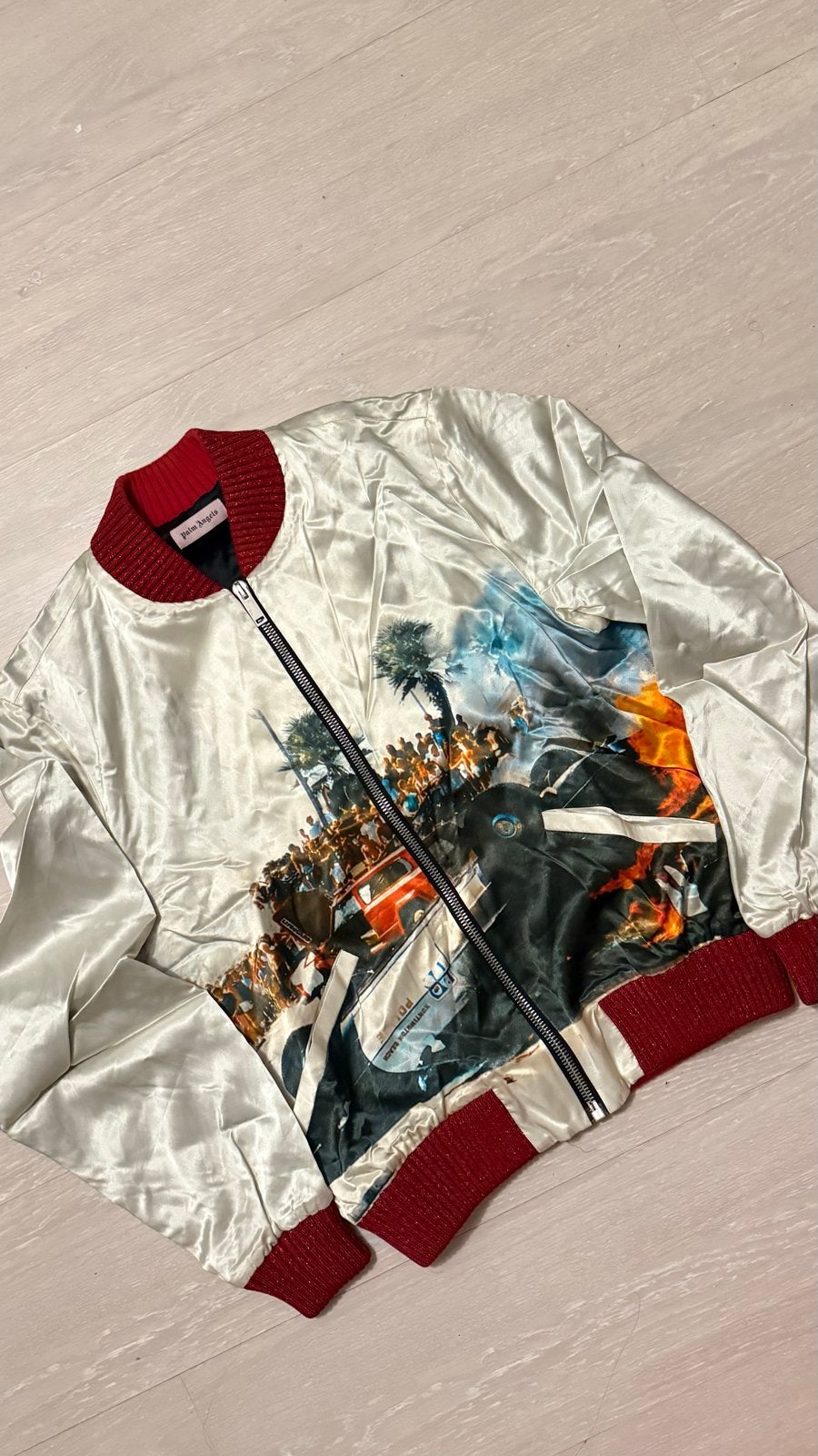 Palm Angels Bomberjack met print, Ophalen of Verzenden, Zo goed als nieuw, Maat 48/50 (M), Wit