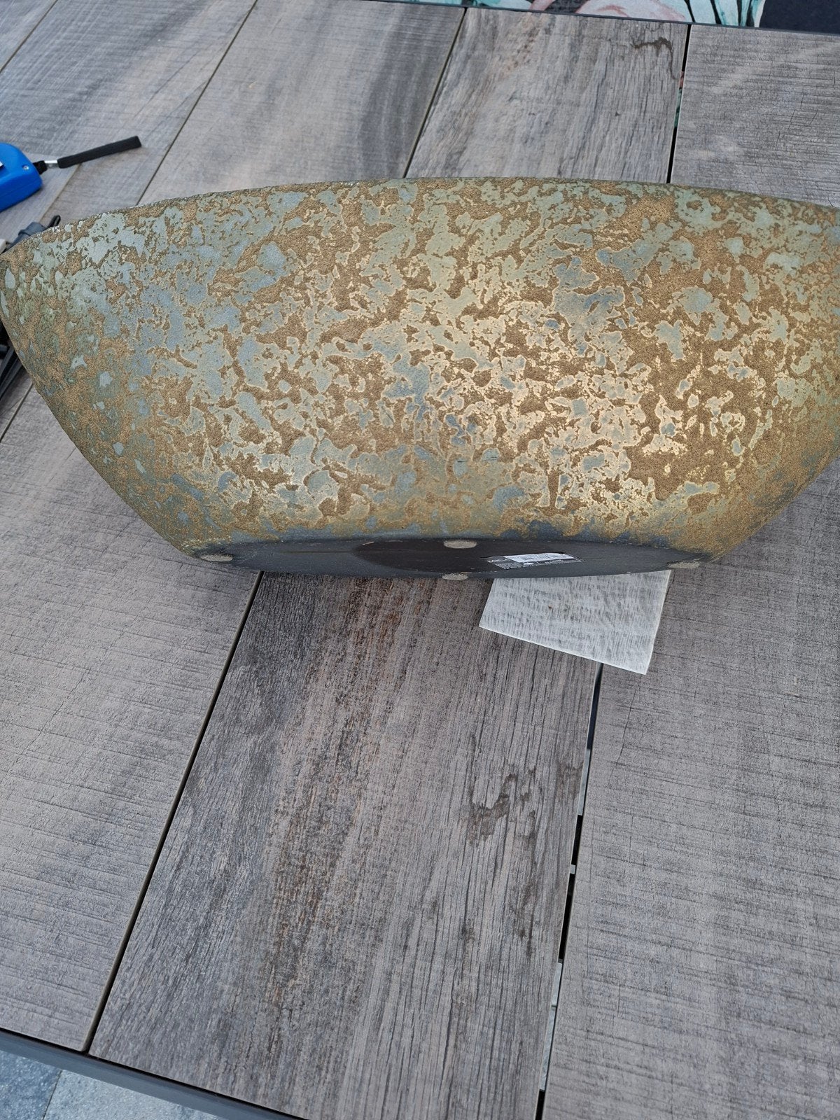 grote ovale bloempot goud kleur 48 breed, Tuin en Terras, Bloempotten, Ophalen, Overige vormen, Aardewerk, Minder dan 40 cm