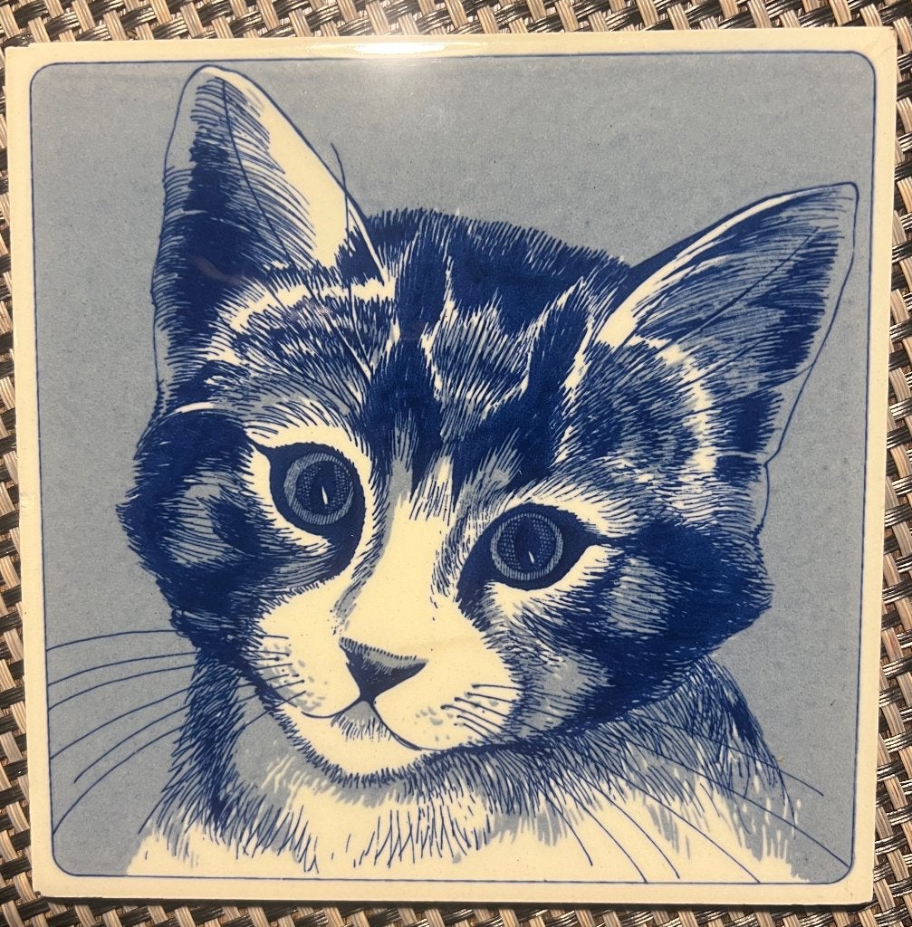 Plateelbakkerij Schoonhoven. Tegel poes., Ophalen of Verzenden