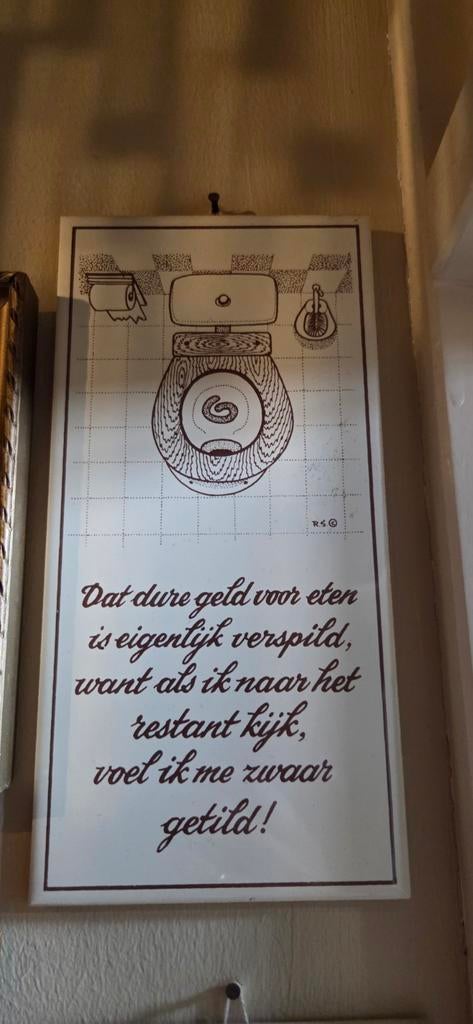 Grappig tegeltje met wc-humor, Ophalen of Verzenden