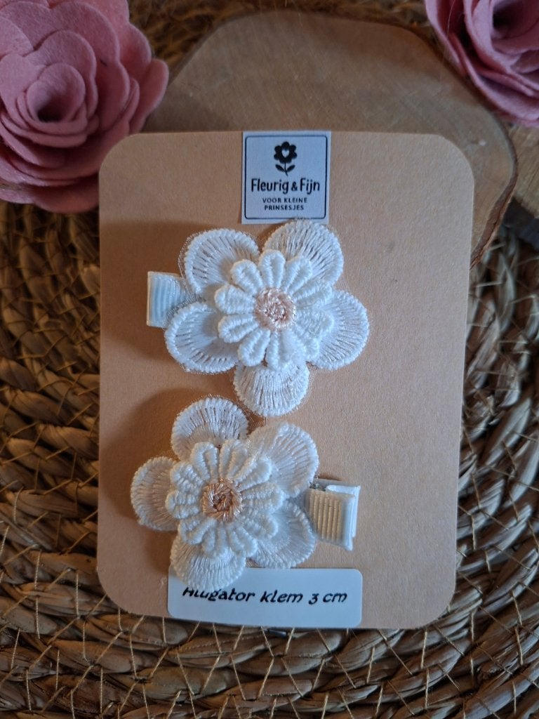 Alligator klem 3 cm met grote bloem, Haarspeld, Nieuw, Ophalen of Verzenden, Fleurig.en.fijn