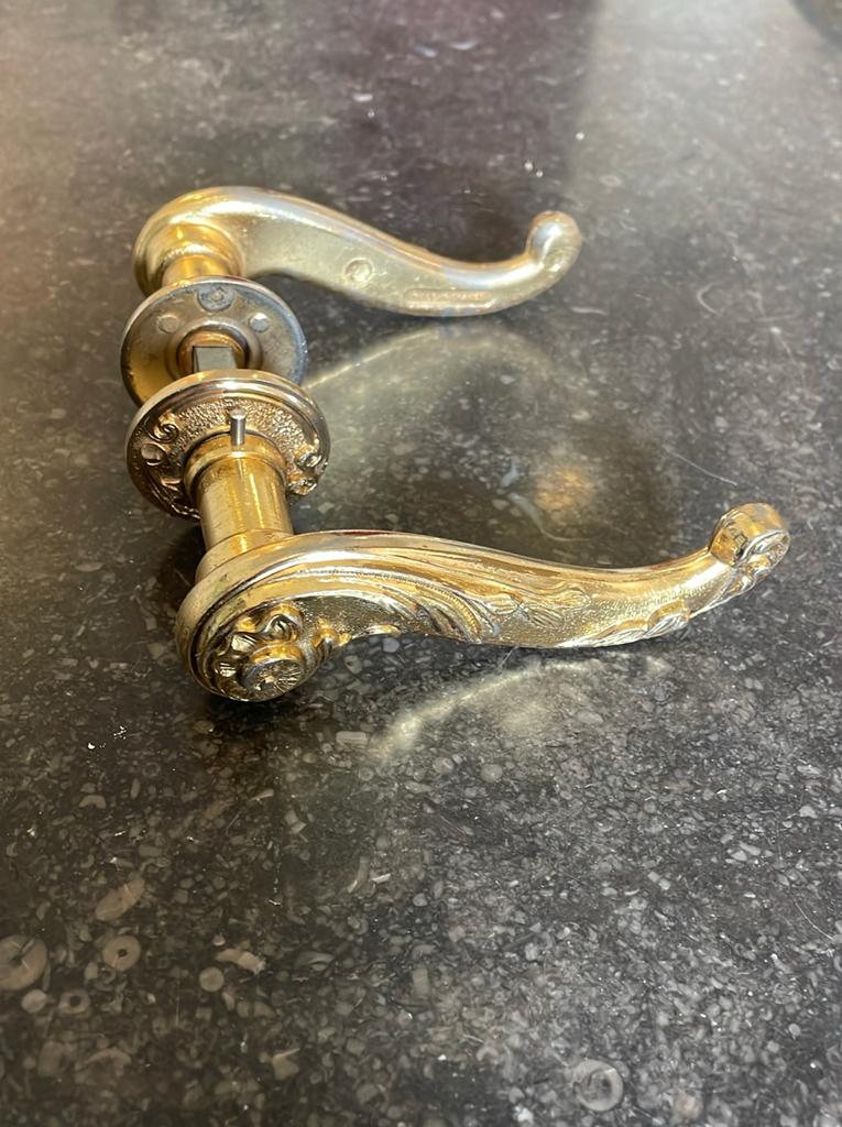 1x set retro Franse Deurklinken. Vintage look, goud brocante, Ophalen of Verzenden