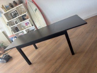 IKEA BJURSTA uitschuifbare eettafel zwart – zeer nette staat, 200 cm of meer, 50 tot 100 cm, Zo goed als nieuw, Vijf personen of meer