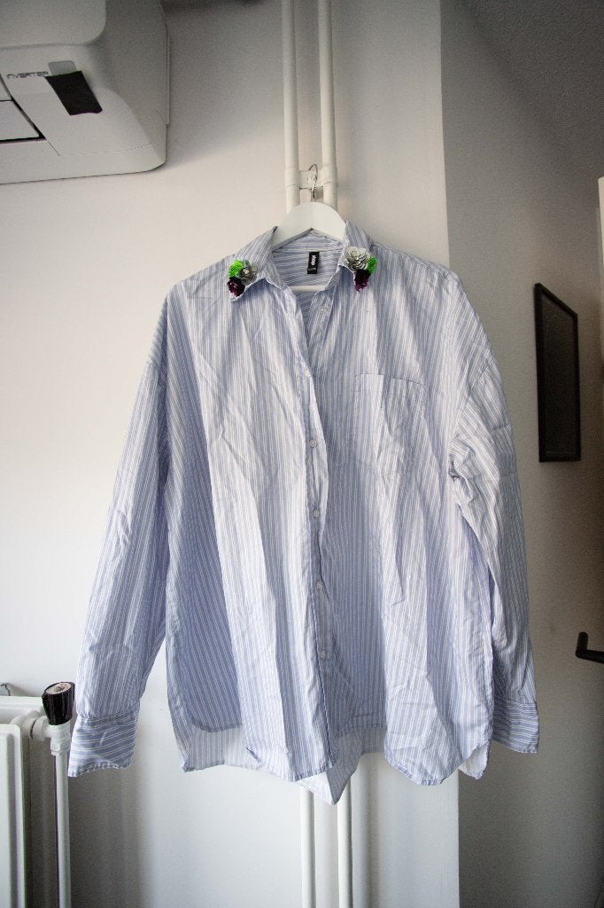 Oversized blouse met strepen en detail Eksept maat L-XL, Blauw, Maat 46/48 (XL) of groter, Ophalen of Verzenden, Zo goed als nieuw