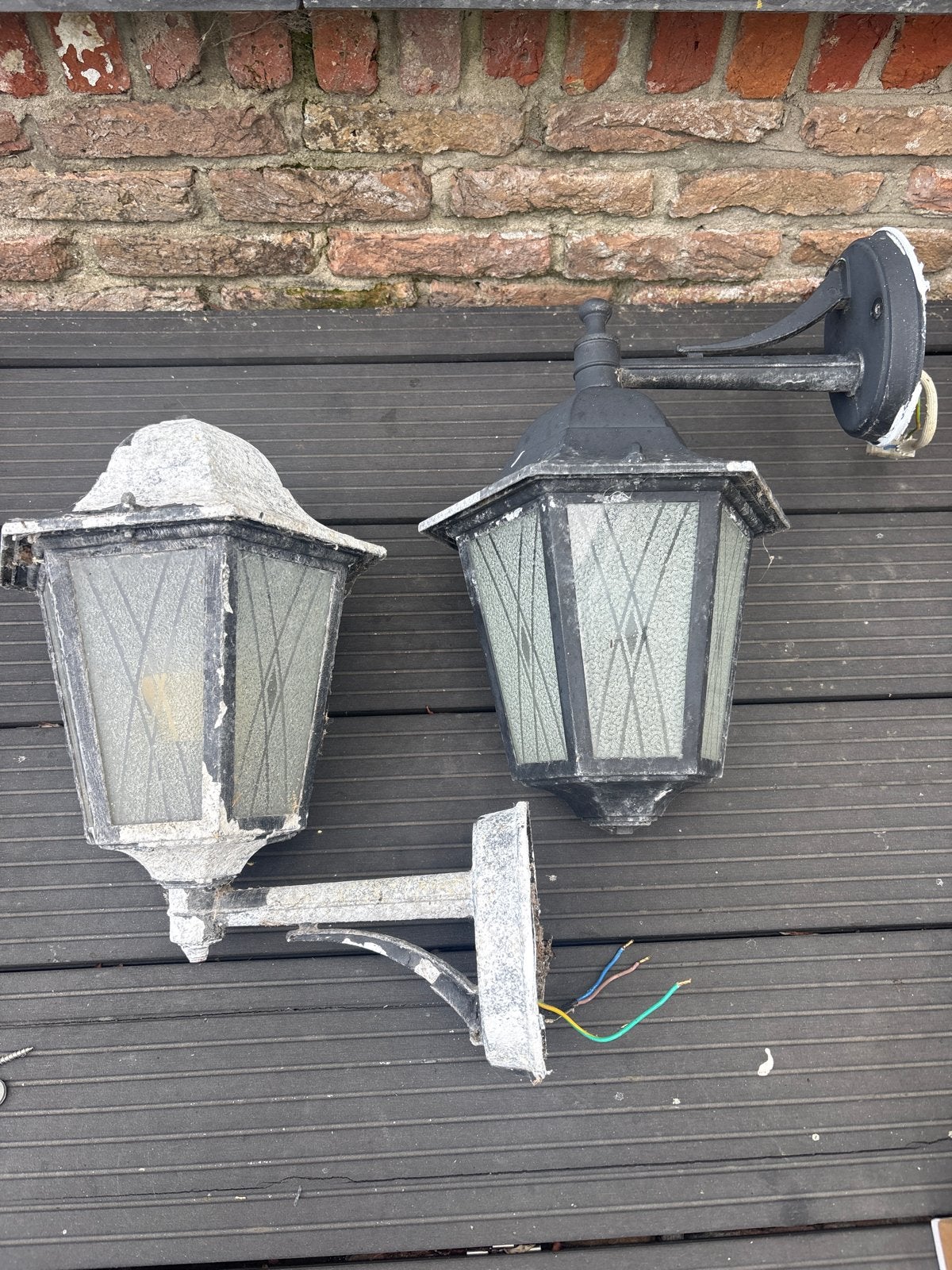 Set van 2 vintage buitenlampen, wandlampen, Gebruikt, Minder dan 50 watt, Wandlamp, Ophalen of Verzenden