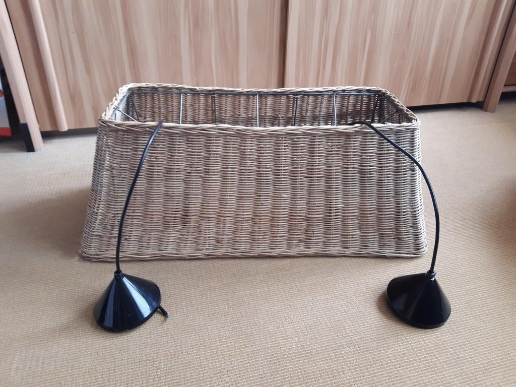 Grote rieten lampenkap - 77cm breed, 30cm hoog, Huis en Inrichting, Lampen | Lampenkappen, Gebruikt, 25 tot 50 cm, Rechthoekig