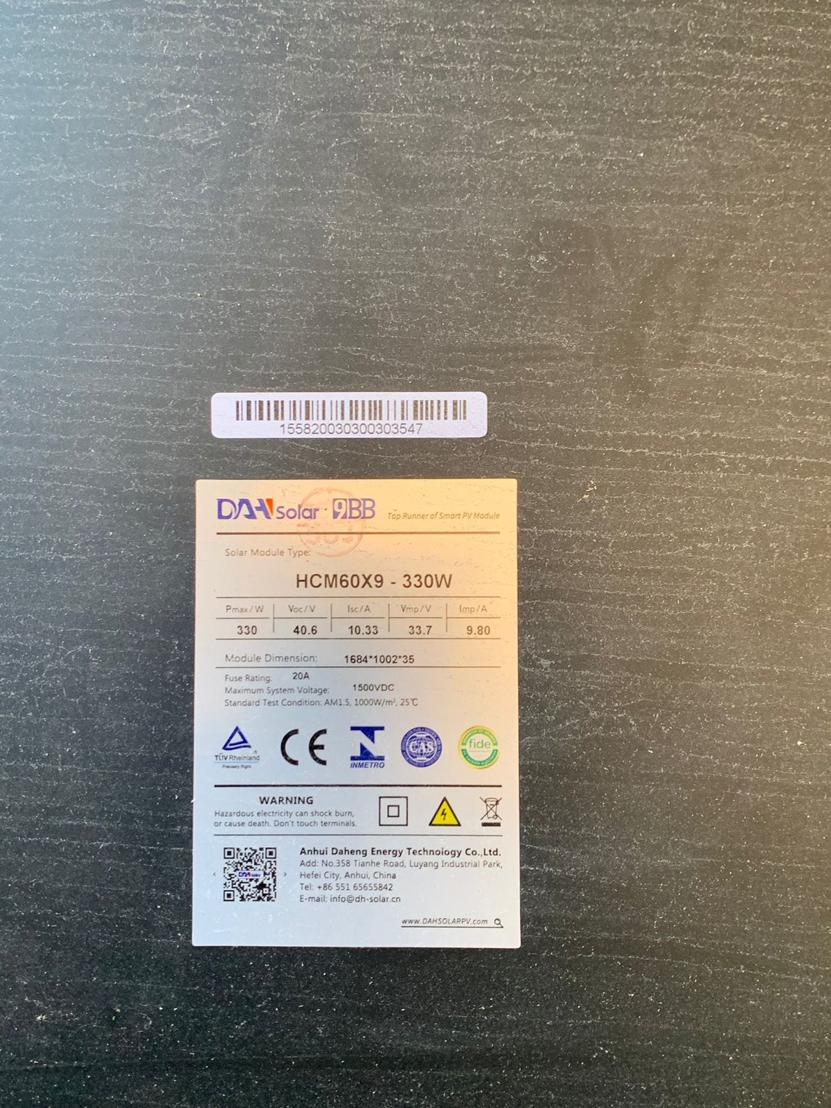 Zonnepanelen: DAH Solar 330W en Q Cells 340W/375W, Ophalen, Gebruikt