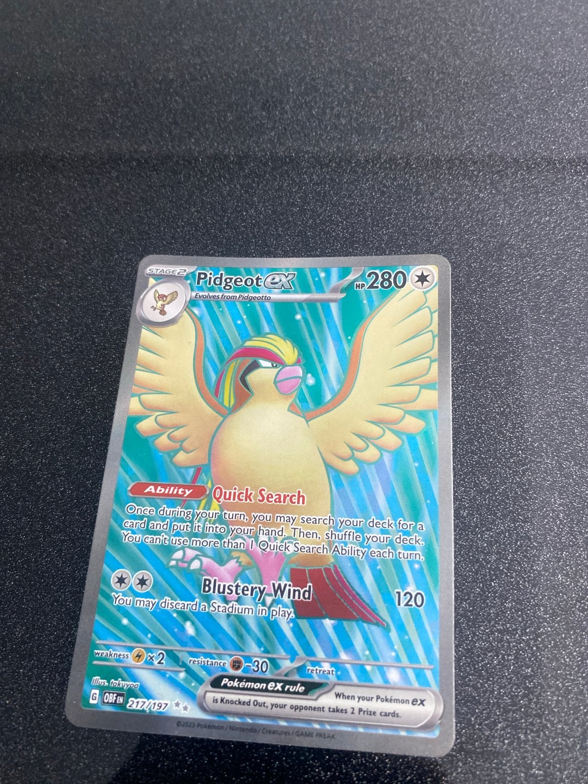 Pidgeot EX Pokemon kaart (217/197) - Zo goed als nieuw, Ophalen, Zo goed als nieuw, Losse kaart, Foil