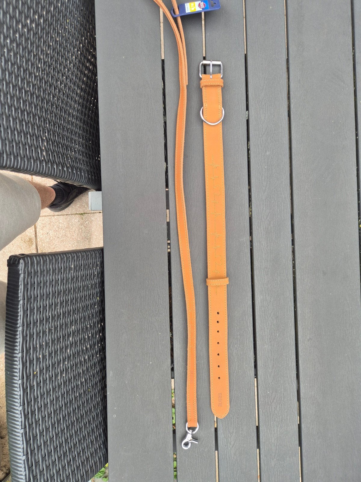 Echt leren  grote halsband en riem  trixie, Ophalen of Verzenden, Nieuw