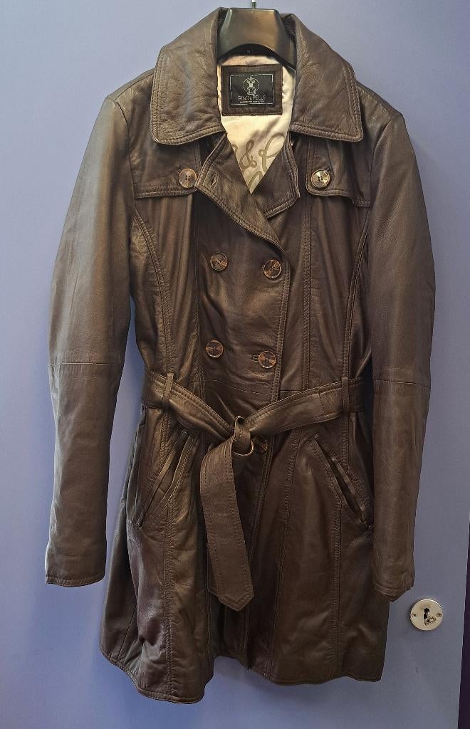 Rino & Pelle leren jas trenchcoat winter m 42 lamsleer 49538, Kleding | Dames, Jassen | Winter, Bruin, ., Maat 42/44 (L), Ophalen of Verzenden