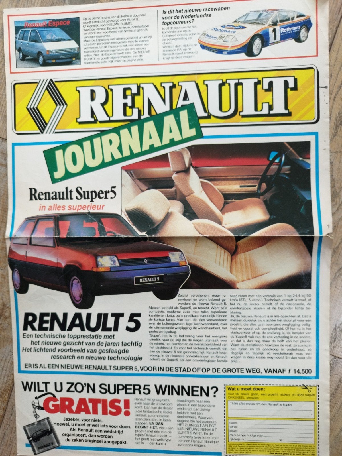 Renault Journaal 1985 - Super5, Espace, R11, R25, Trafic, Gelezen, Renault, Ophalen of Verzenden, Renault