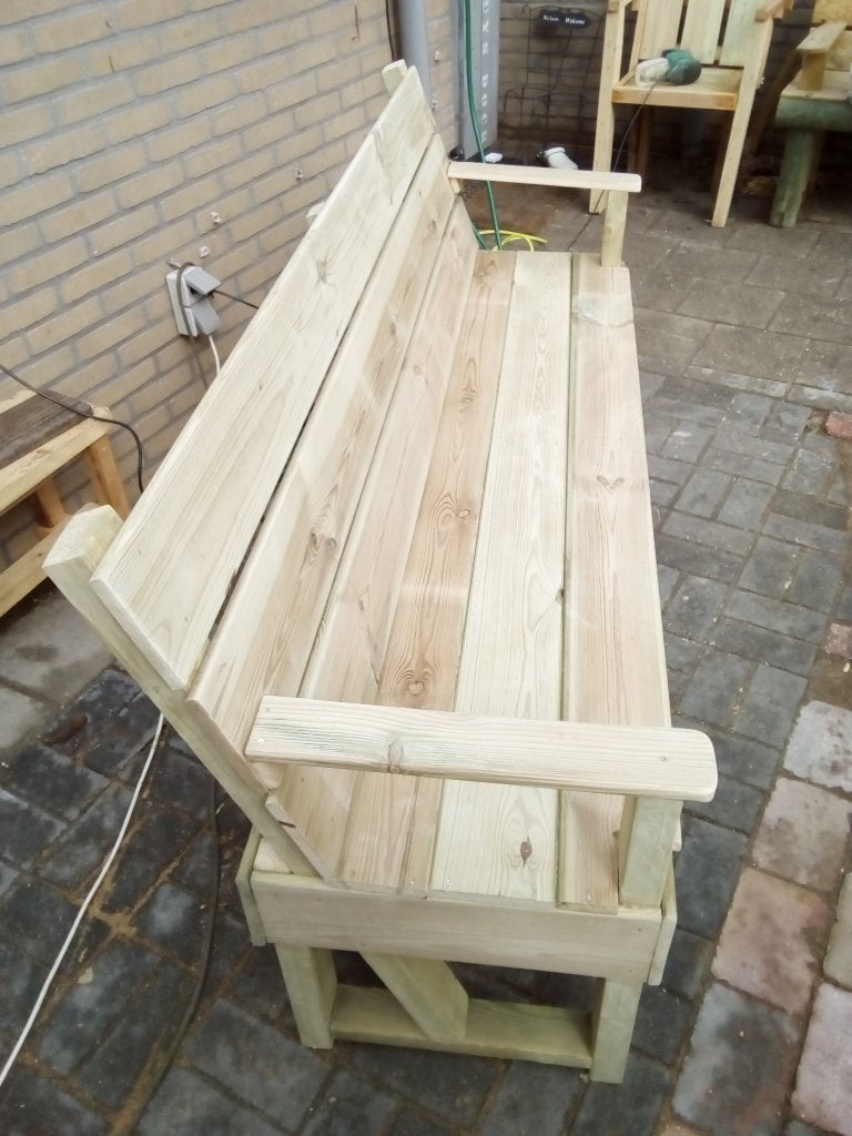 tuinbank met arm en rugleuningen, Ophalen of Verzenden, Nieuw, Hout