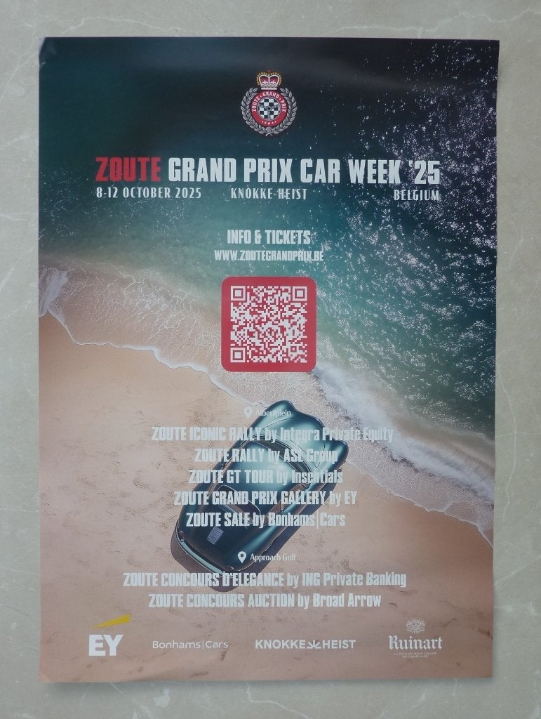 poster Zoute Grand Prix car week 25, 8-12 October 2025 NIEUW, Rechthoekig Staand, Deurposter of groter, Nieuw, Ophalen of Verzenden