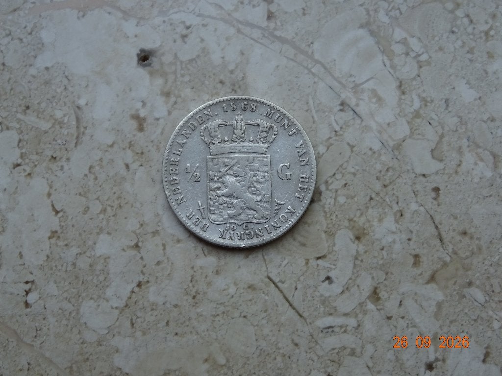 1/2 gulden 1868, ½ gulden, Koning Willem III, Zilver, Ophalen of Verzenden