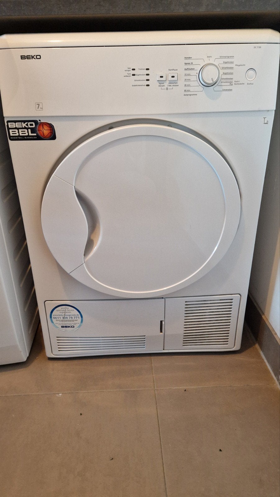 Beko droger, Ophalen, 6 tot 8 kg, Gebruikt, 85 tot 90 cm