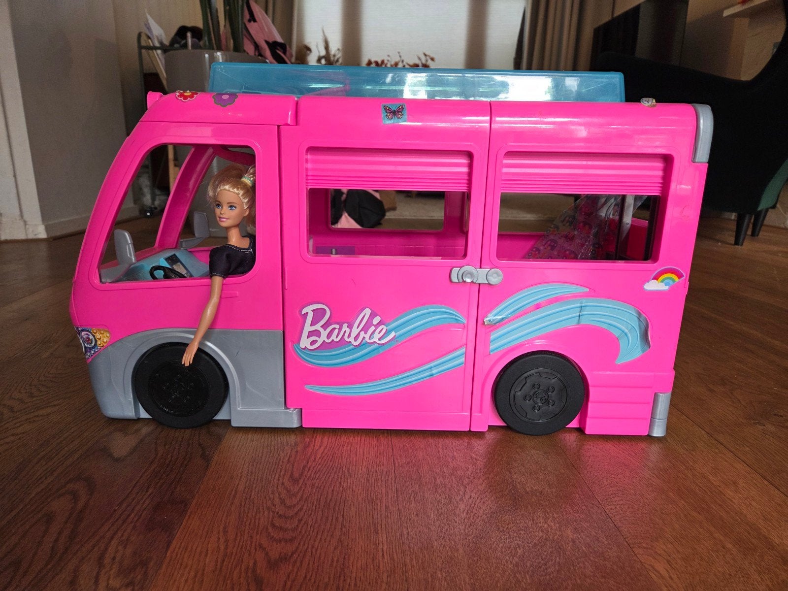 Barbie Camper met Barbiepop en accessoires, Ophalen, Gebruikt, Barbie