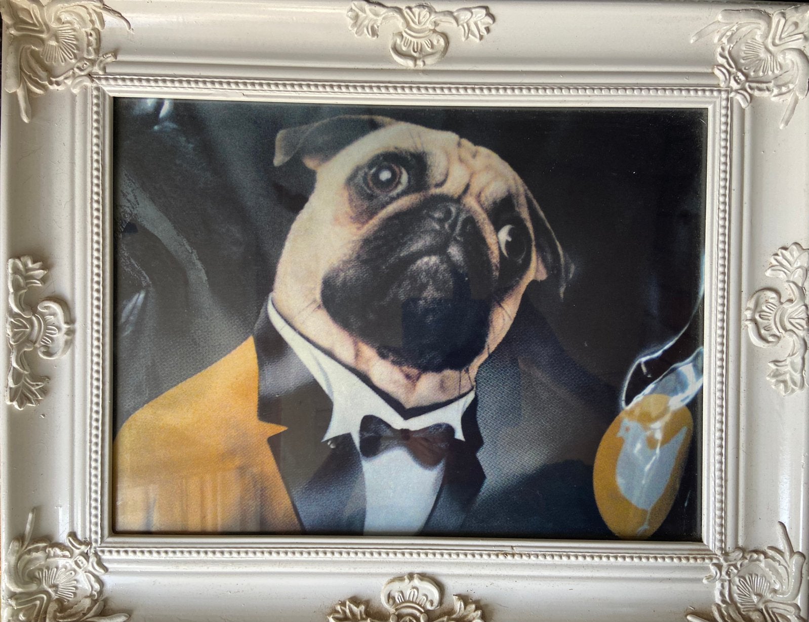 Mopshond in klassieke lijst, Antiek en Kunst, Ophalen