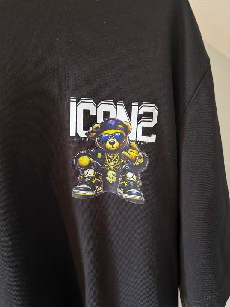 ICON 2 T-shirt met teddybeer design, maat XXL NIEUW!, Ophalen of Verzenden, Nieuw, Overige maten, Zwart