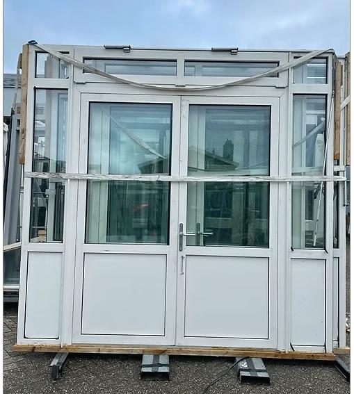 aluminium dubbele deuren, Doe-het-zelf en Verbouw, Kozijnen en Schuifpuien, Ophalen, Gebruikt, Deurkozijn, 225 cm of meer