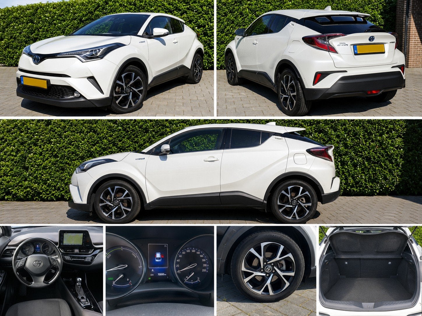 Toyota C-HR 1.8 Hybrid Style Ultimate – 2019 – 70.000 km, 725 kg, 4 cilinders, Wit, 75 €/maand
