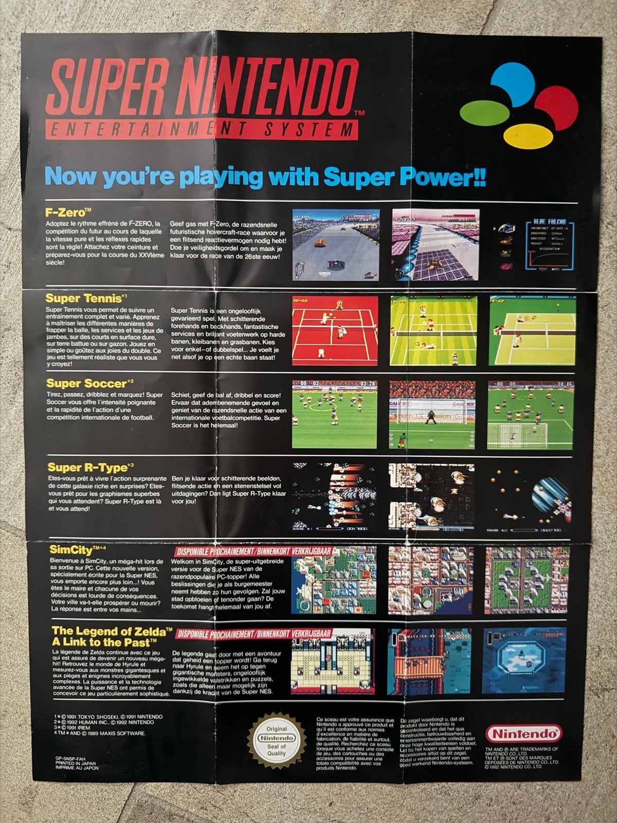 Vintage Super Nintendo Entertainment System Poster, Ophalen of Verzenden, Gebruikt