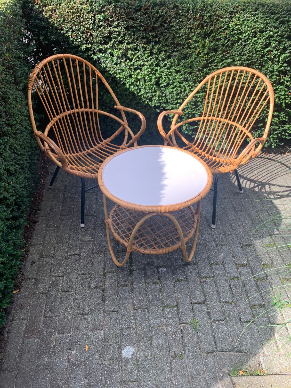 Vintage Rohé Noordwolde rotan set jaren 60, Ophalen