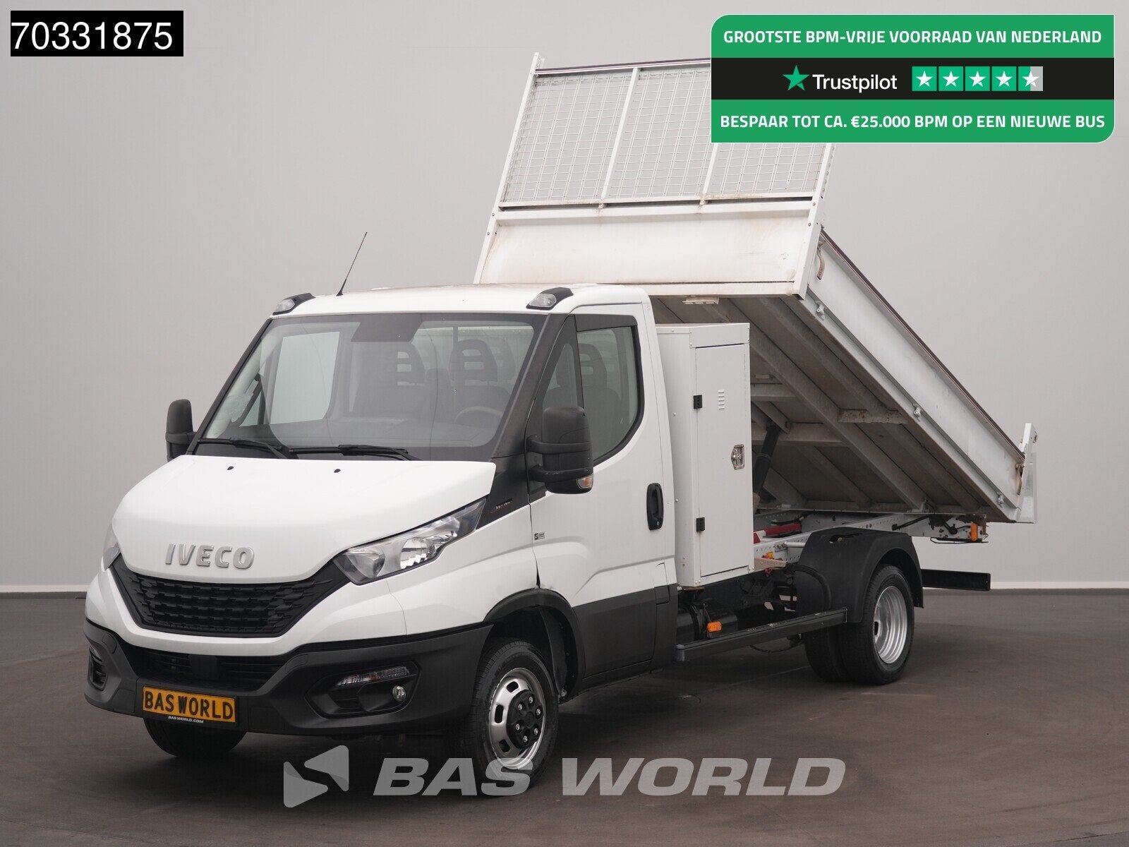 Iveco Daily 35C16 3.0L Kipper met Kist Dubbellucht 3,5t Trek, Auto's, Stof, Gebruikt, Euro 6, Iveco