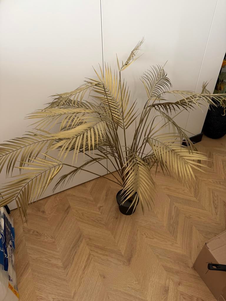 Gouden palmboom kunstplant 110 cm - Nieuwstaat, Binnen, Kunstplant, Nieuw, Ophalen of Verzenden