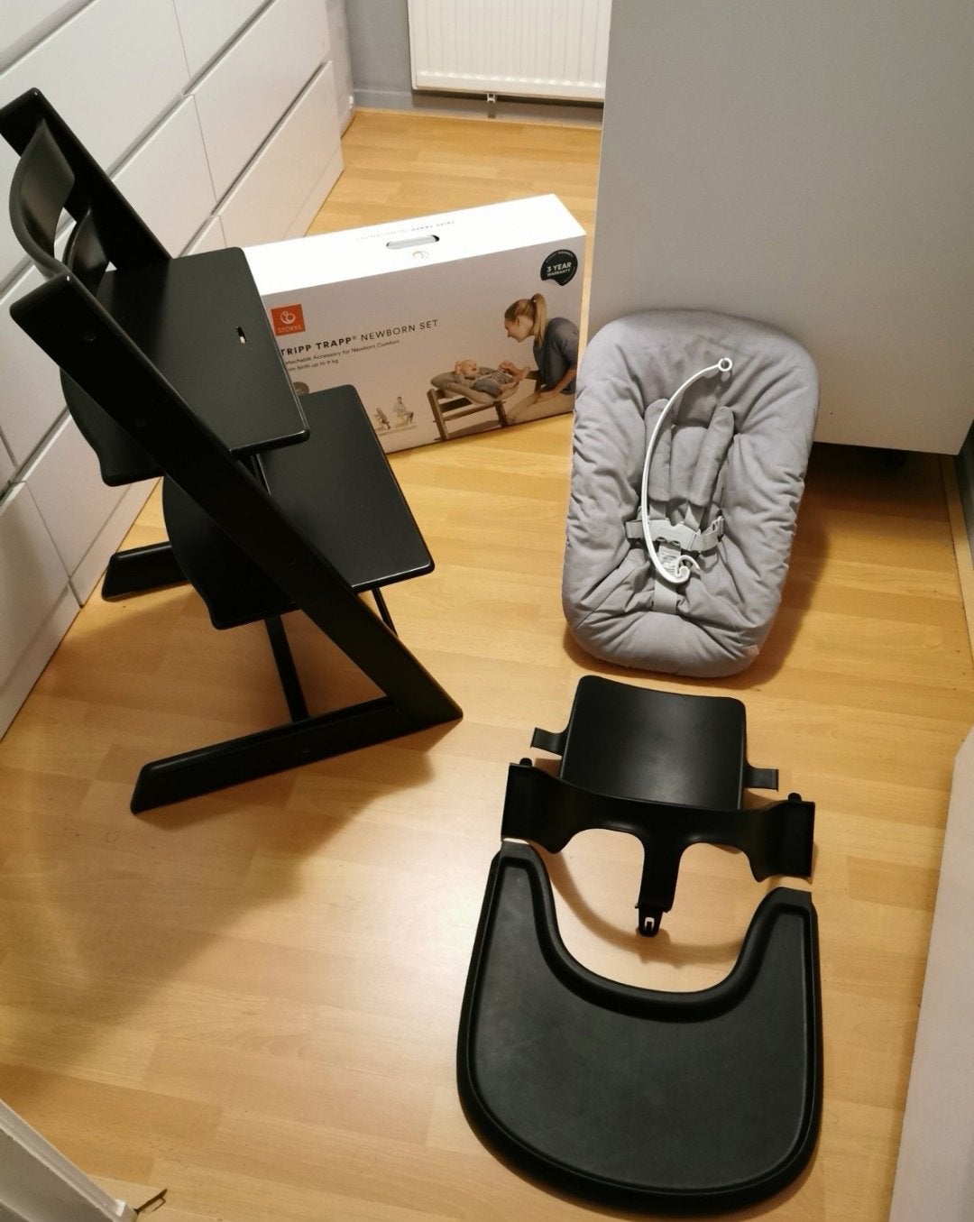 COMPLETE Stokke Tripp Trapp kinderstoel ZWART triptrap trip, Ophalen, Zo goed als nieuw, Meegroeistoel, Aanschuifbaar
