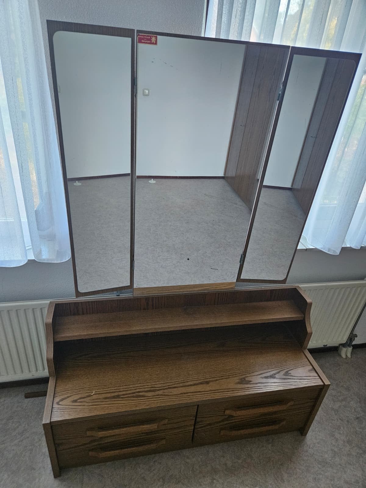Vintage kaptafel met Spiegel - Echt Kristal Spiegelglas, Ophalen, Gebruikt, 50 tot 100 cm, Minder dan 100 cm