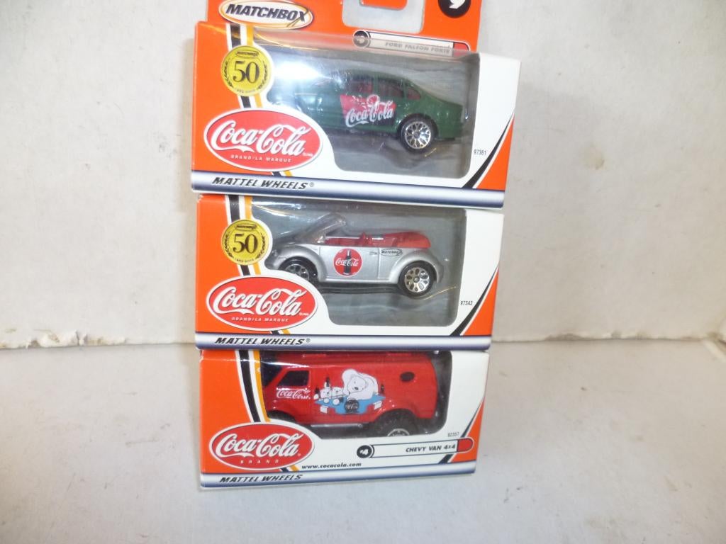 Matchbox Coca Cola Ford Falcon Volkswagen Beetle Chevy 4x4, Ophalen of Verzenden, Nieuw, Auto