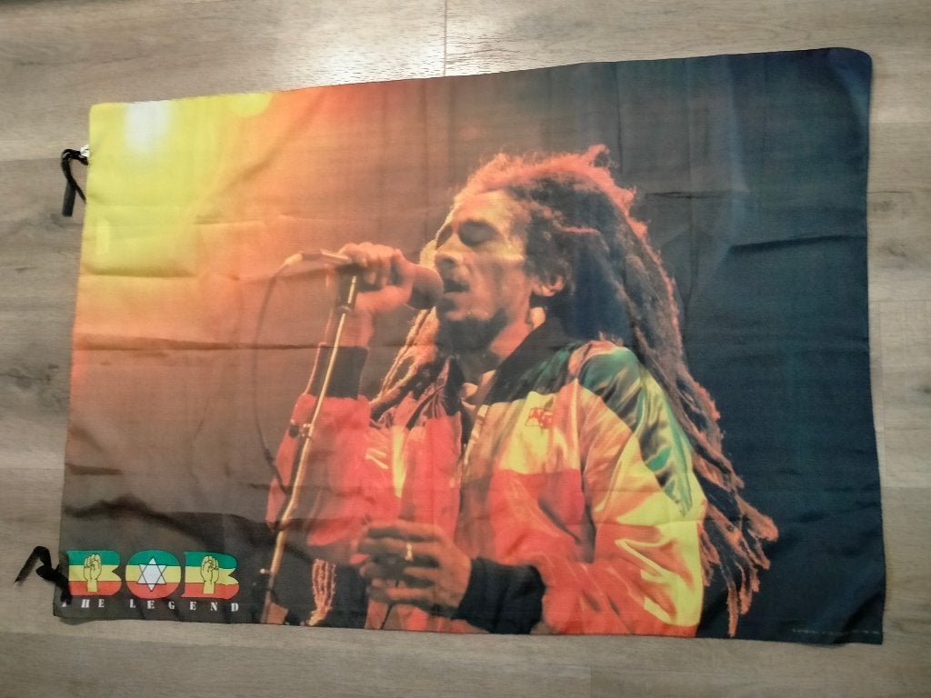 Bob Marley the Legend Reggae vintage muziek logo vlag RARE, Verzamelen, Verzenden, Zo goed als nieuw