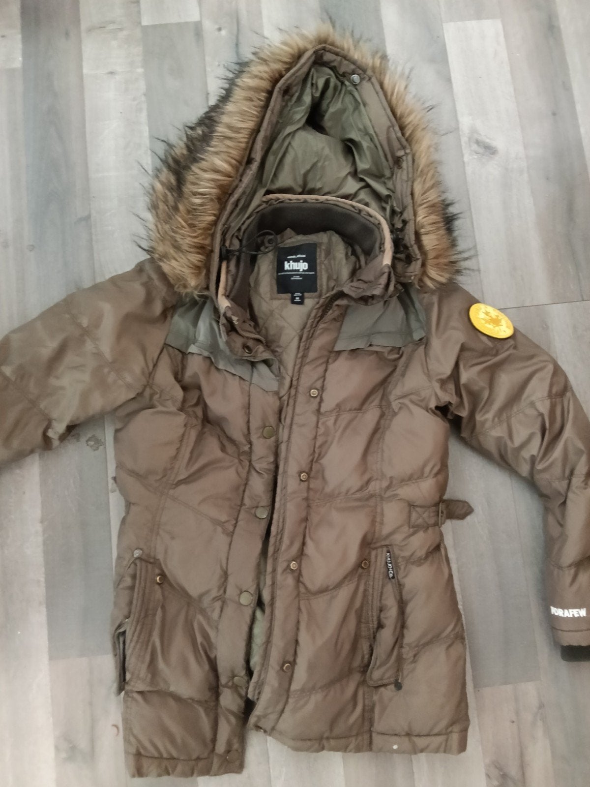 Khujo jas met bontkraag, maat M, Bruin, Khujo, Gedragen, Ophalen