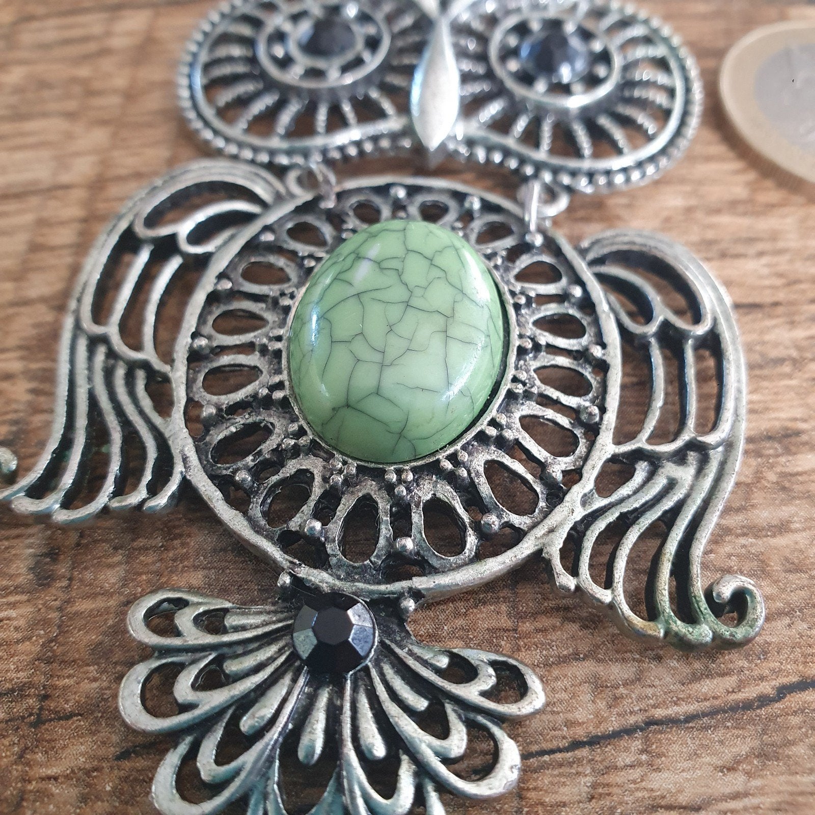 Vintage Boho Uil-Hanger – 9,8 cm lang, Ophalen of Verzenden, Zilver, Overige materialen