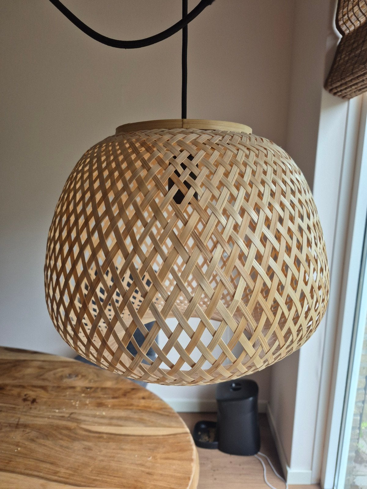 bamboe hanglamp, Huis en Inrichting, Ophalen, Natuurlijk materiaal, Boho, Scandinavisch, Natuurlijk, E27 (groot)