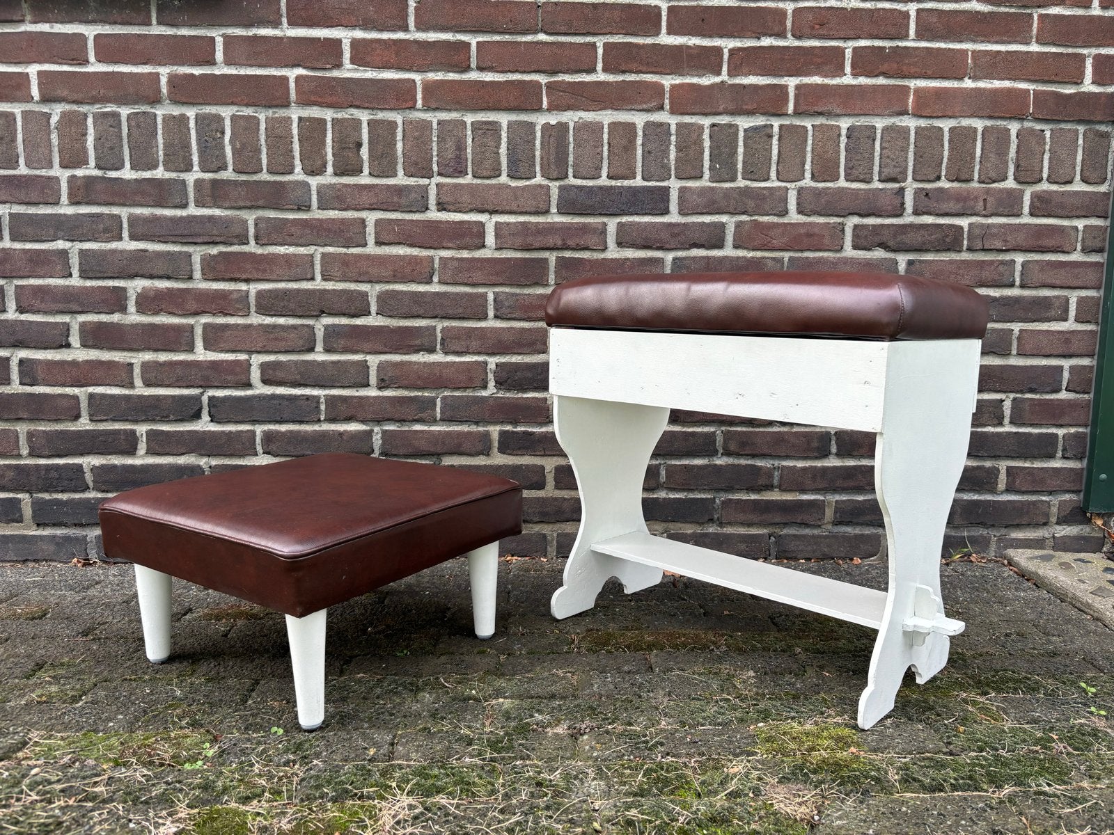 Vintage krukje en bankje met opbergruimte, Gebruikt, Ophalen of Verzenden, Rechthoekig, 50 tot 75 cm