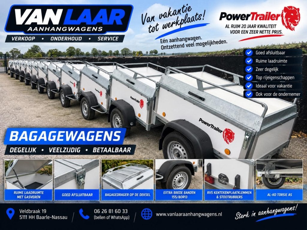 NIEUW PowerTrailer Bagagewagen 750kg Afsluitbaar 150-250cm, Auto diversen, Niet ingevuld, Nieuw, Niet ingevuld, Niet ingevuld