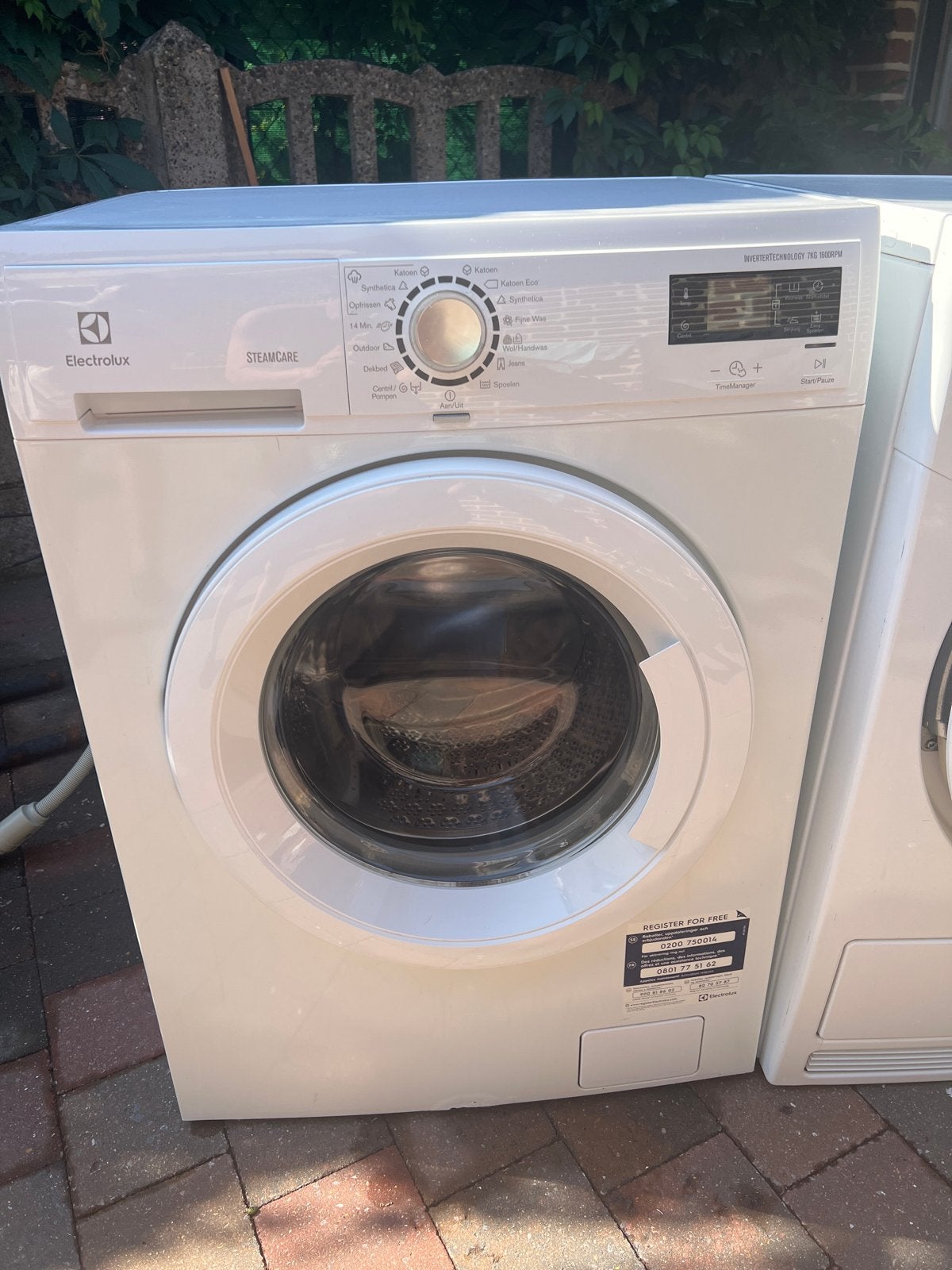Electrolux wasmachine en Miele condensdroger, Ophalen, 6 tot 8 kg, Gebruikt, 1600 toeren of meer