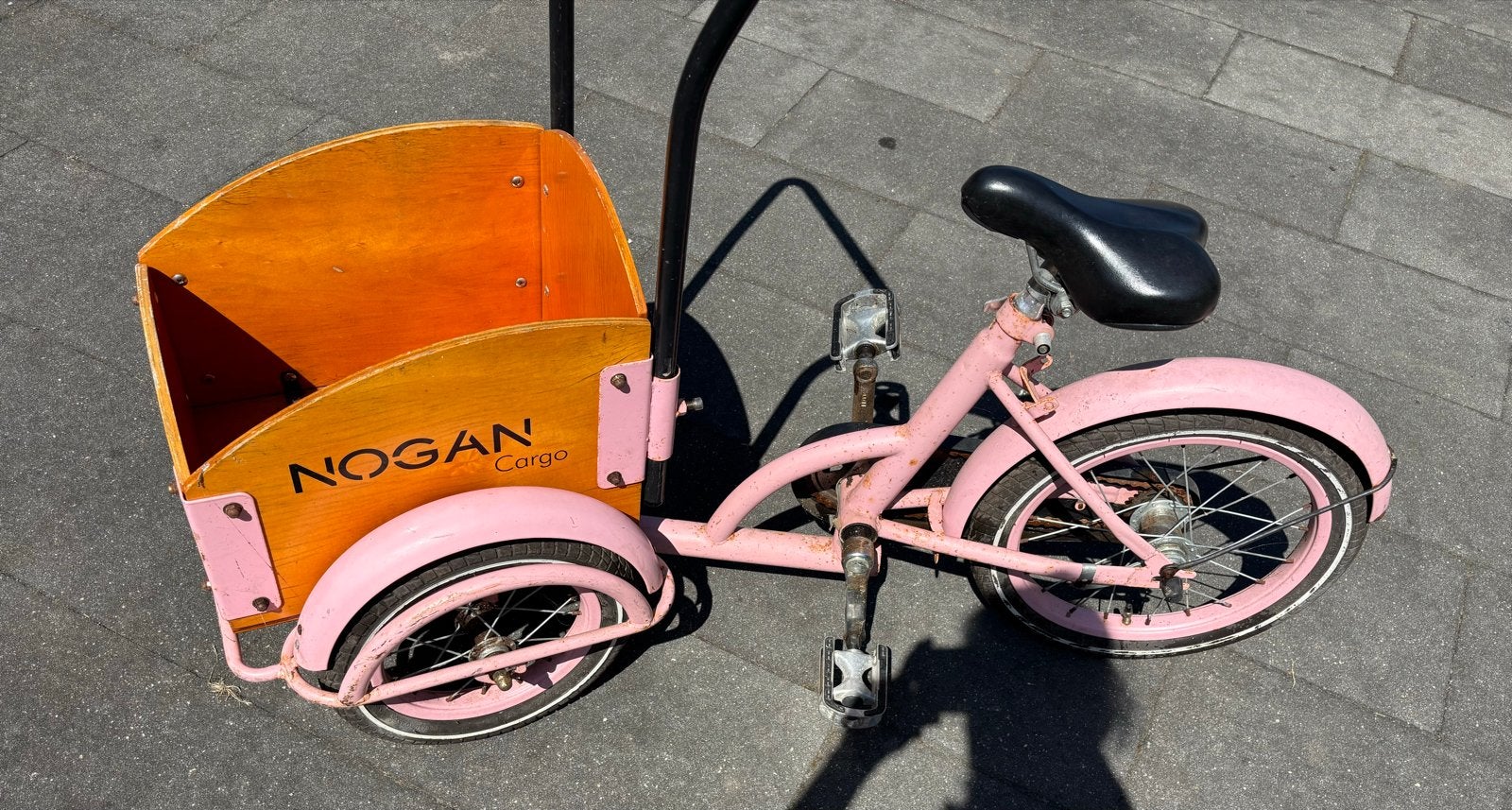 Nogan Cargo bakfiets 16 inch roze, Terugtraprem, Gebruikt, Goederen, Ophalen