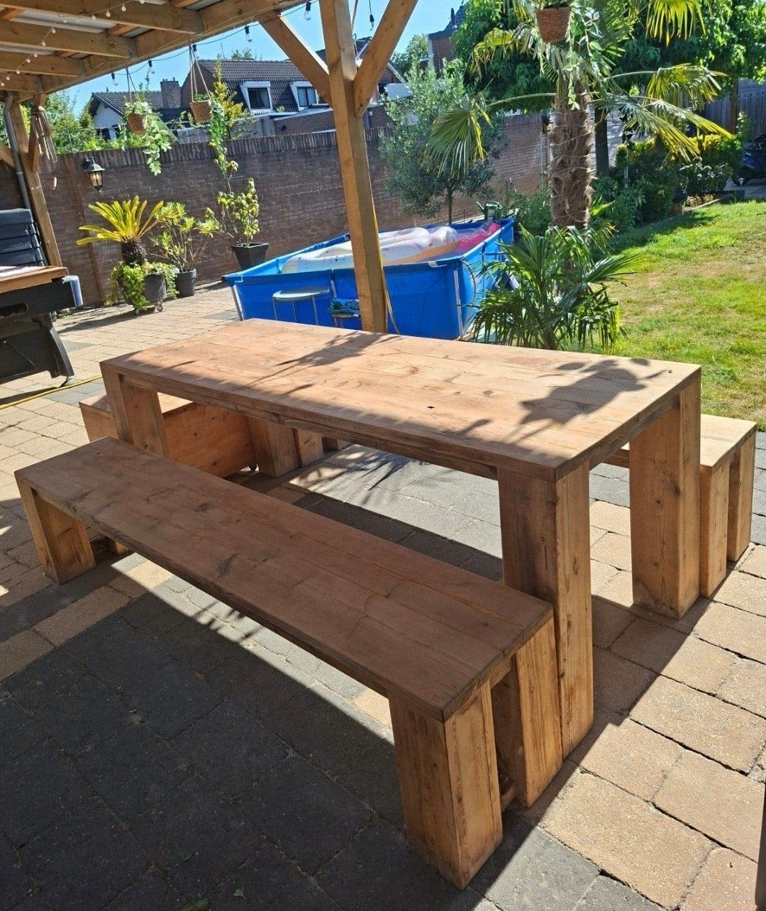 robuuste steigerhout tafel,banken,tafeltjes, Ophalen, Rechthoekig, Hout