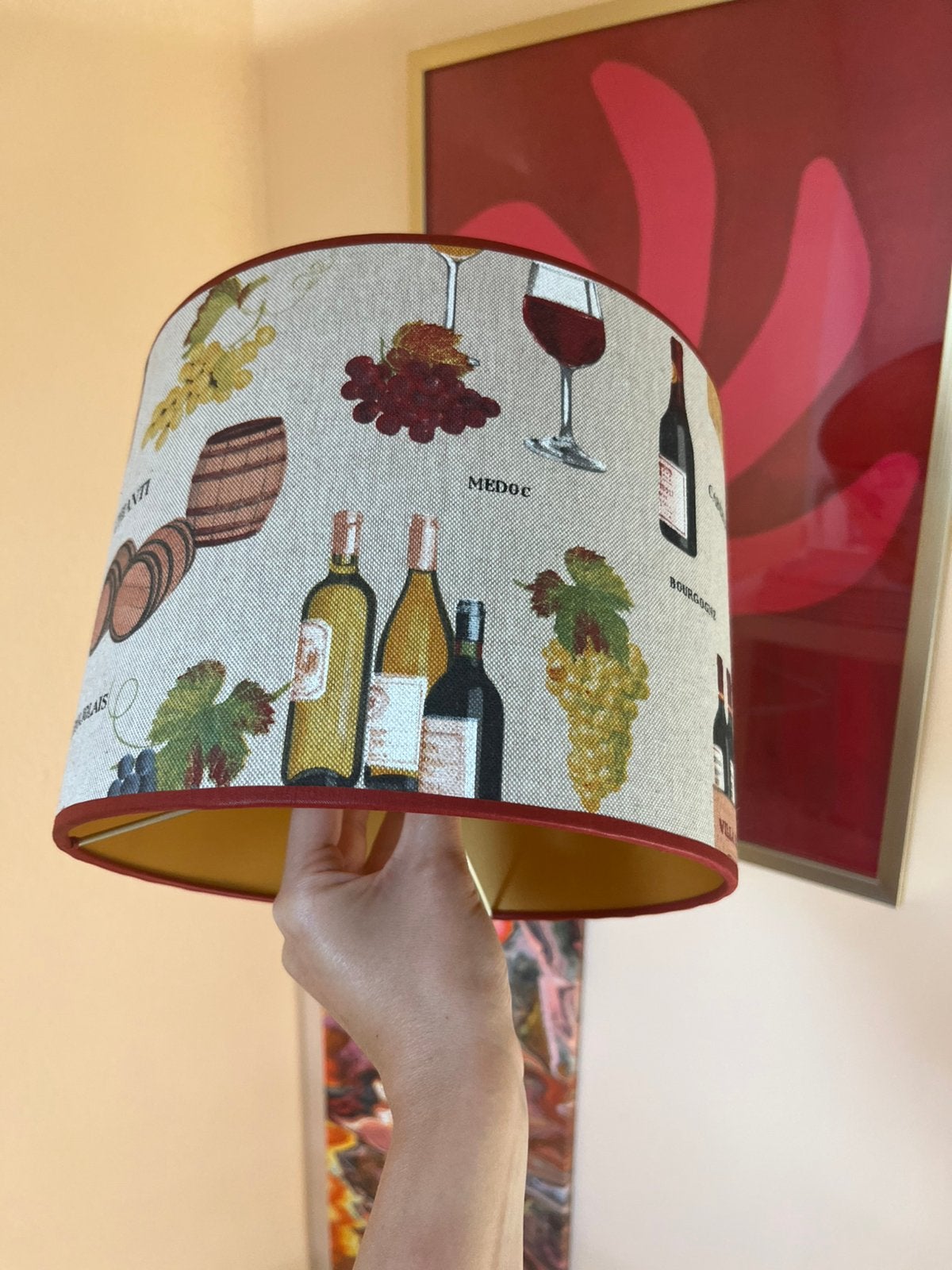 Lampenkap wijn rode wijn bordeaux druiven, Huis en Inrichting, Lampen | Lampenkappen, Ophalen, Zo goed als nieuw