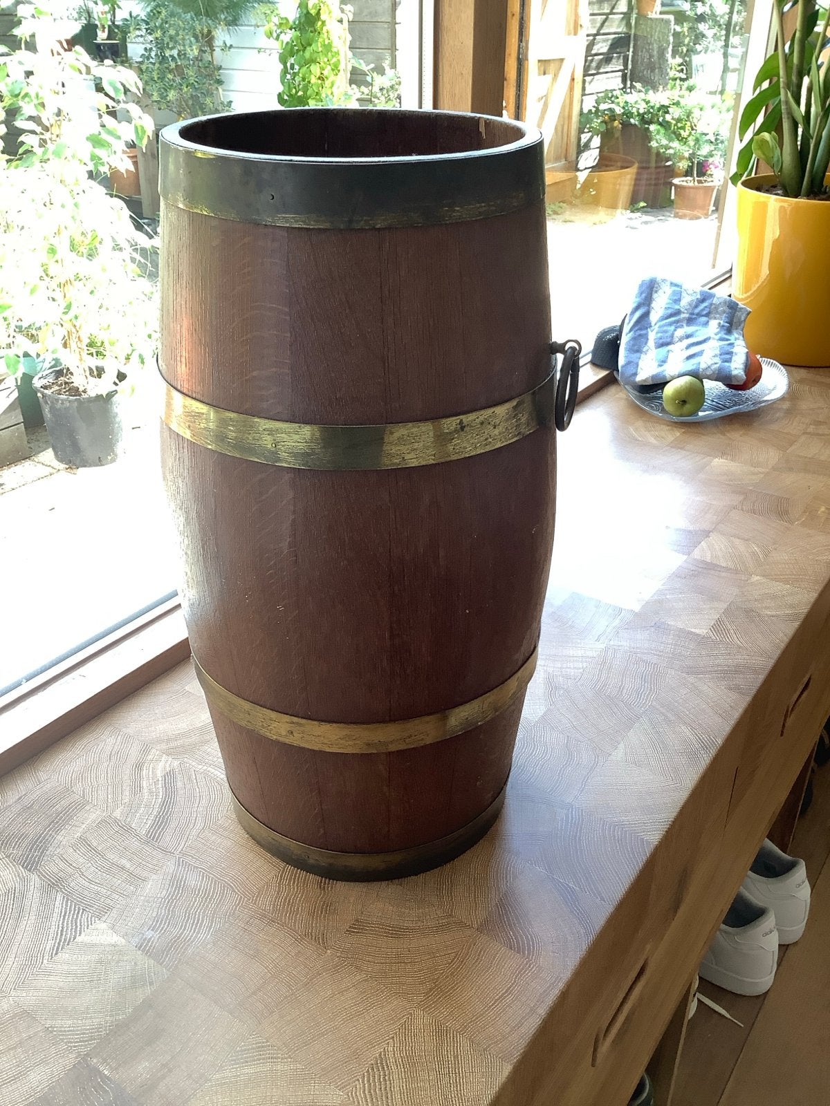 houten paraplubak / vat - 50 cm hoog, Huis en Inrichting, Ophalen, Gebruikt, Bruin, Vintage