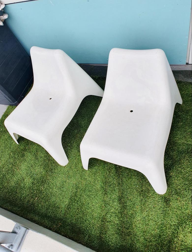 2x IKEA PS VÄGÖ kind tuinstoelen wit, Huis en Inrichting, Stoelen, Ophalen, Kunststof, Gebruikt, Twee