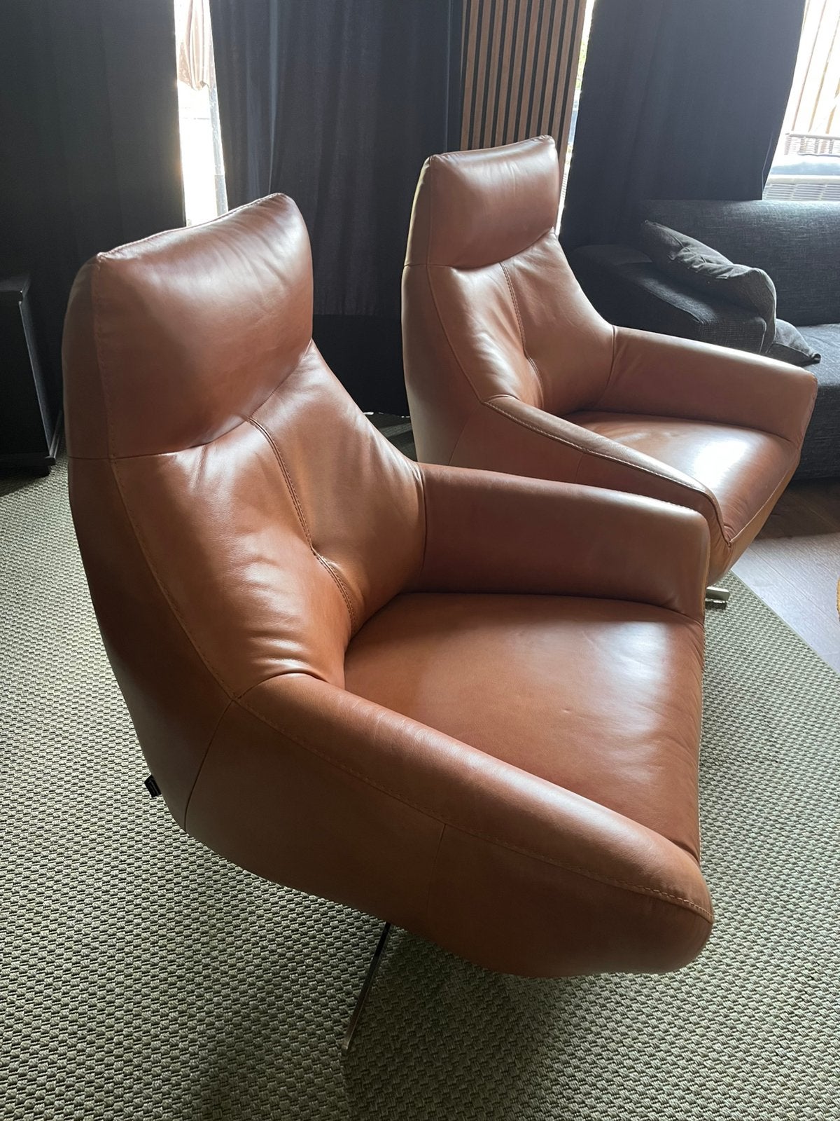2 lederen fauteuils van goosens, Ophalen, Zo goed als nieuw, 75 tot 100 cm, 50 tot 75 cm