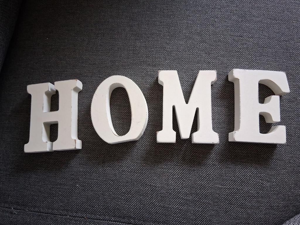 Decoratieve HOME letters - Wit hout, Hout, Gebruikt, Ophalen of Verzenden, Landelijk